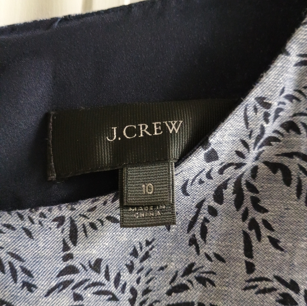 J.Crew Women's Palm Jacquard Drop Waist Dress Size 10 Linen Academia - Picture 4 of 16